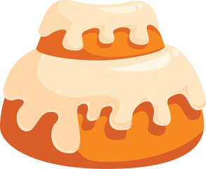 Sweet cinnamon roll with icing dripping down the sides, perfect for bakery or breakfast themes