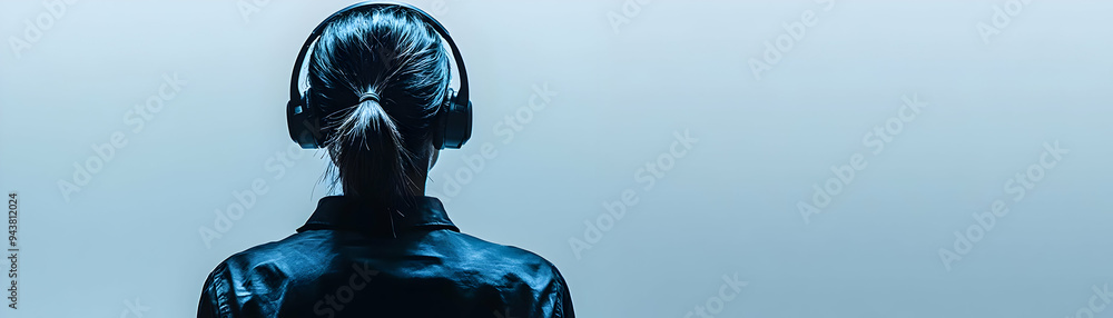 Poster person with headset and responsive customer service concept as a person wearing a headset providing 