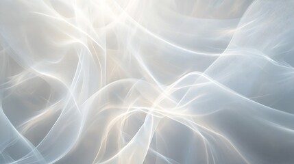 Obraz premium Serene White Abstract Background with Ethereal Wisps and Soft Beams of Light - Digital Art Concept