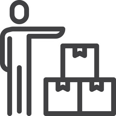 Simple vector product box on the book outline icon on white background