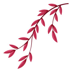 Red willow twig with leaves. Cartoon flat illustration © Panna_Limon