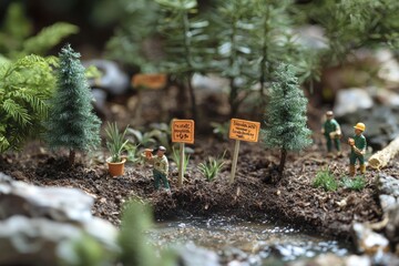 Fototapeta premium Serene HO Scale Miniature Forest Conservation Scene