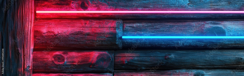 Poster 3d rendering of aged logs as part of a wooden building structure detailed close up