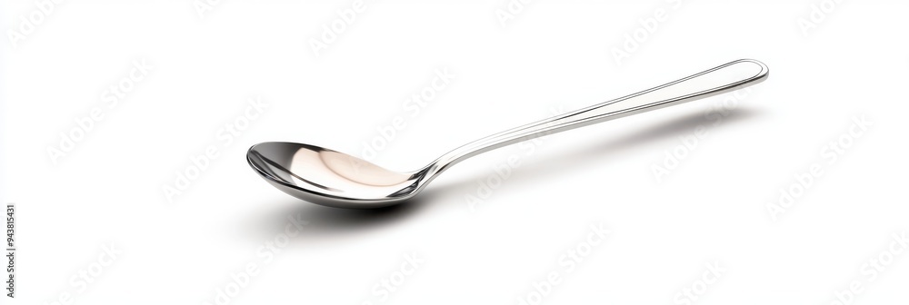 Aufkleber a 3d simple style icon of a shiny silver ladle with a long handle hovering over a white background r