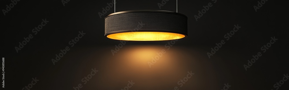 Poster 3d rendering of a lamp on a ceiling with a black background