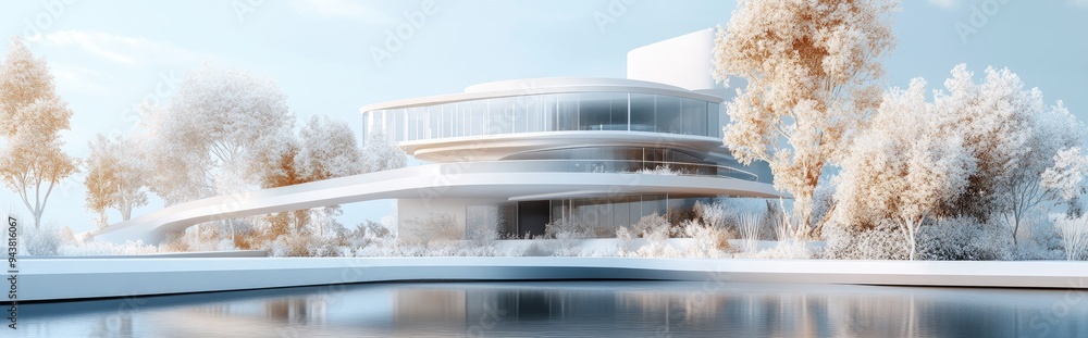 Poster 3d rendering of an architectural model of a building