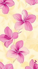 Obraz premium Fruits, Florals, Shapes, Pink and Yellow, Abstract Image, Texture, Pattern Background, Wallpaper, Smartphone Cover and Screen, Cell Phone, Computer, Laptop, 9:16 and 16:9 Format