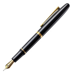 PNG Elegant black fountain pen with gold accents