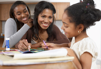 Mother Coloring with Daughters