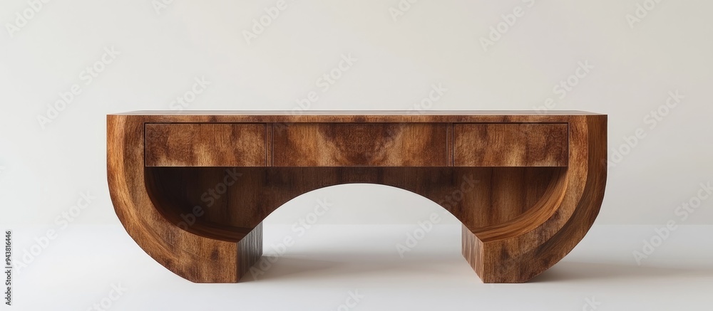 Poster 3d rendering of a wooden console against a white background front view