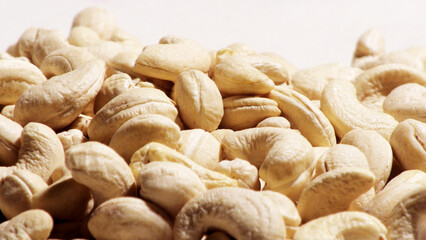 Stacked raw cashew nuts