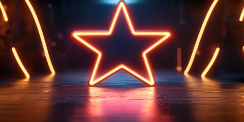 Obraz premium 3D rendering of a star frame illuminated by fluorescent lamps