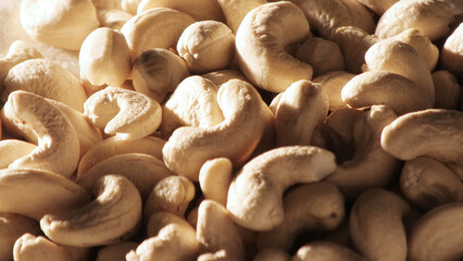 Stacked raw cashew nuts