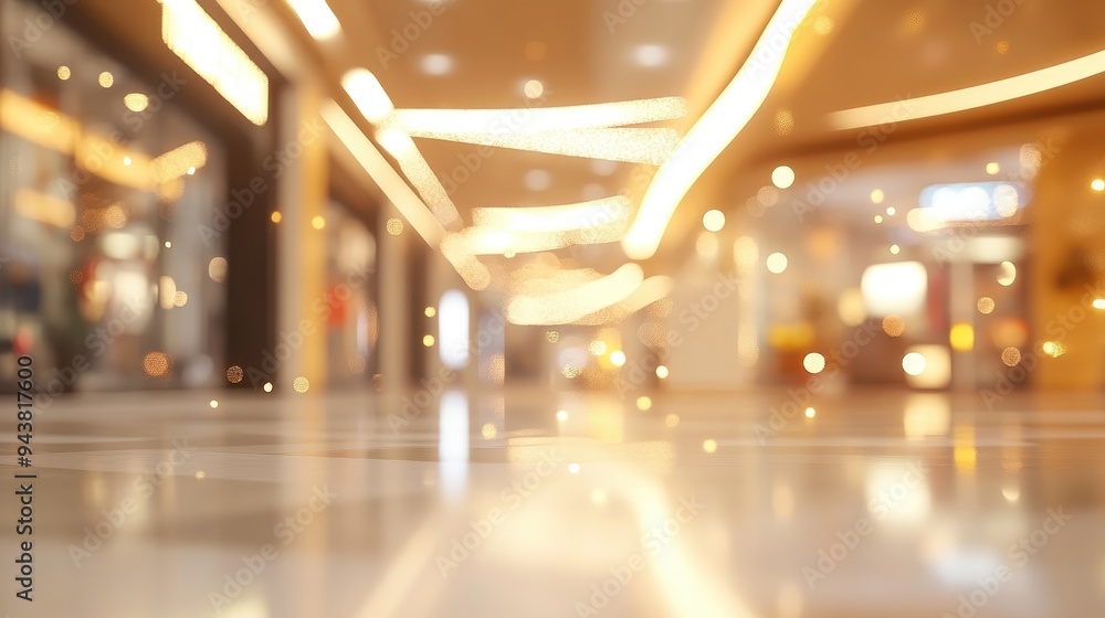 Poster 3d rendering of an abstract blur image of a shopping mall with bokeh effect for background use
