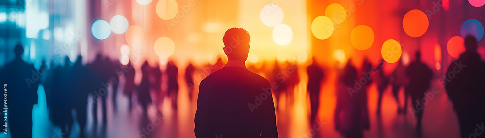 Aufkleber people with glowing candidate interviews and joyful expressions concept as a group of people conduct