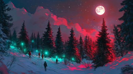 Wander Through a Magical Christmas Forest with Glowing Lights
