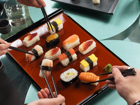 People Eating Sushi