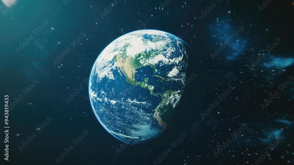 Poster Abstract Earth viewed from space in 3D cartoon rendering