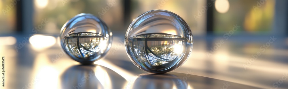 Poster crystal ball reflections and refractions in a 3d cartoon rendering
