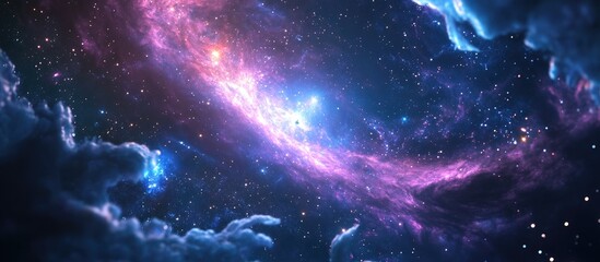 Endless universe in outer space featuring stars and galaxies showcased through 3D cartoon rendering...