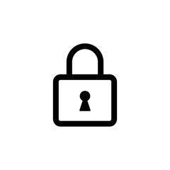 Padlock, lock line icon isolated on white background