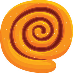 Sweet and tempting cinnamon roll is depicted with a brown sugar filling forming a mesmerizing swirl