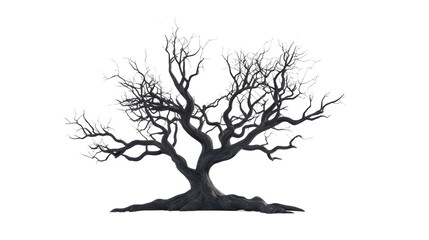 Fototapeta premium Eerie Haunted Tree with Twisted Branches Against White Background