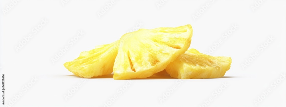 Poster freeze dried pineapple in a 3d cartoon rendering on a white background lyophilization food for astro