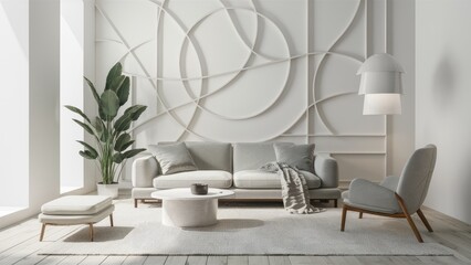 Clean minimalist white geometric backdrop featuring soft gray lines and circular patterns, ideal for contemporary design projects.