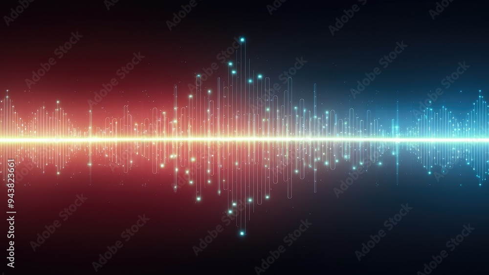 Poster colorful abstract audio waveform with gradient glow - conceptual background for sound recognition