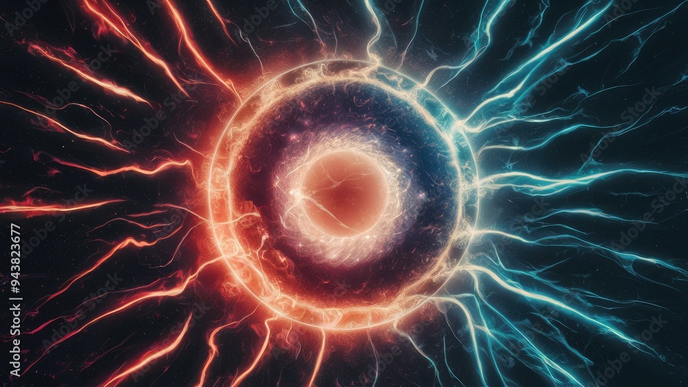 Poster colorful abstract cosmic energy backdrop with surreal texture and dynamic motion design
