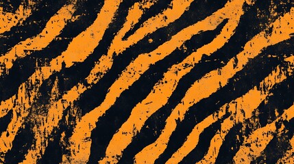 Vibrant Tiger Stripes Pattern Background in Deep Orange and Black Colors - Vector Illustration for Textile Design