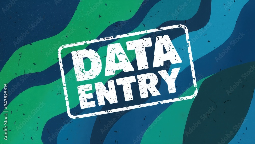 Poster data entry text stamp on abstract background