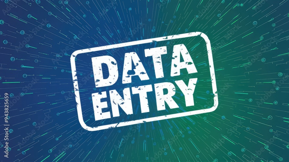 Poster data entry text stamp on abstract background