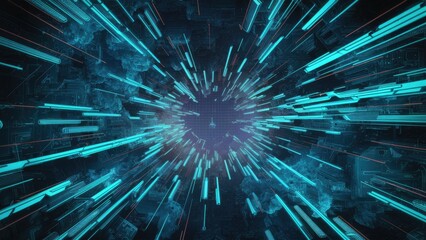 Dynamic Digital Lines with a Cybernetic Background, 3D Rendering and Illustration.