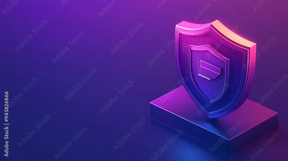 Aufkleber 3d shield icon representing security and protection on a vibrant gradient background. concept of cyb