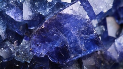 Polished tanzanite with a rich blue hue, displayed in a close-up shot that emphasizes its natural crystalline structure.