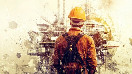 Fototapeta premium Construction Worker Showcasing Innovative Methods and Creative Approaches in Construction