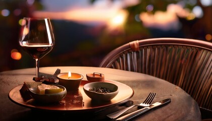 Obraz premium Romantic Outdoor Dining Experience at Dusk
