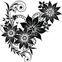 Fototapeta premium Colorful floral Corner silhouette Design Vector illustration in flat style , isolated in white background