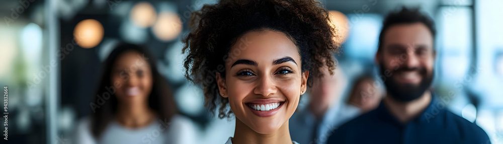 Aufkleber people with sparkling distribution models and happy smiles concept as a group of people creating spa