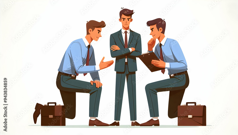 Aufkleber flat candid shot of a team leader resolving a conflict between colleagues concept as a candid moment