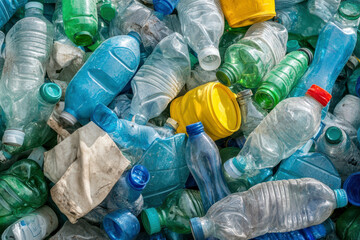 Fototapeta premium Pile of recycled plastic bottle waste