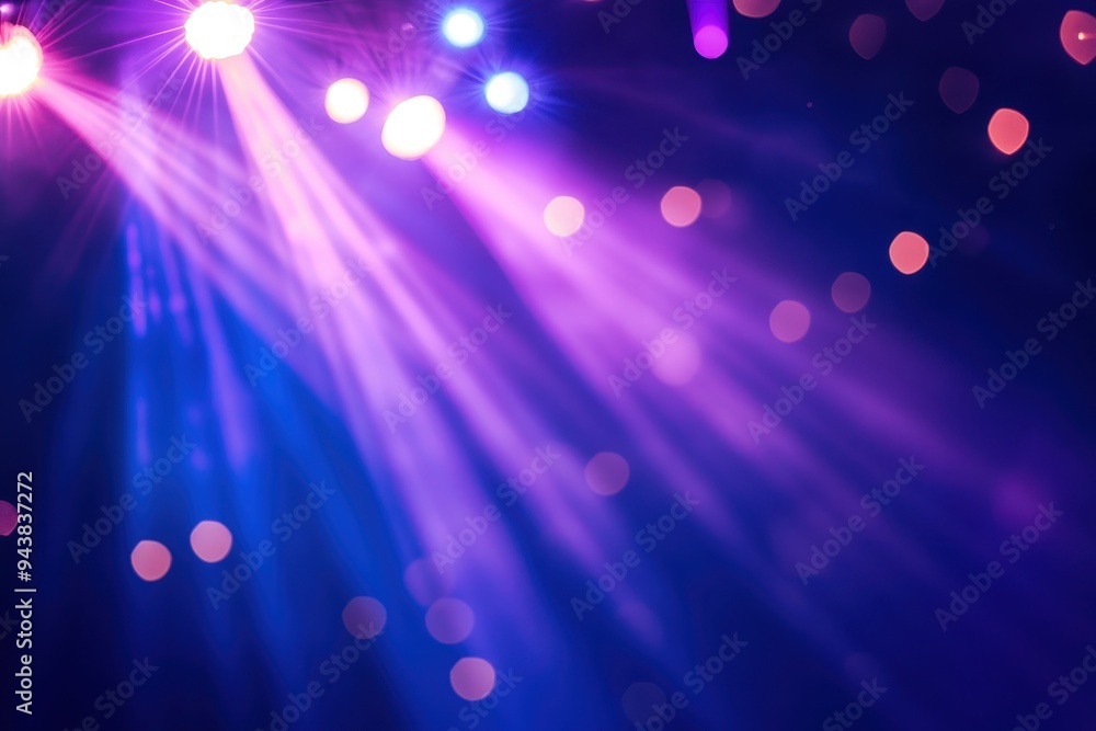 Poster vibrant concert stage lights creating a festive atmosphere with colorful beams and bokeh effects, pe