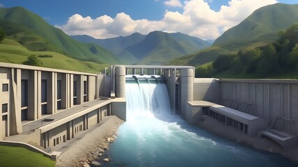 dam on the river and water