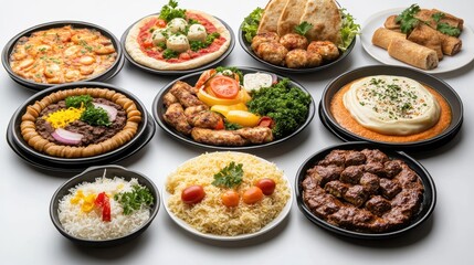 A delightful array of traditional Arabic dishes beautifully arranged on plates, featuring flavors and colors that reflect rich culinary heritage
