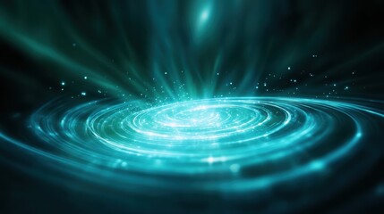 Obraz premium Mesmerizing turquoise vortex radiates energy, symbolizing the universe's dynamic flow and cosmic light. Ideal for spiritual and cosmic themes.