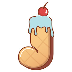 3D Mint Ice Cream Letter J