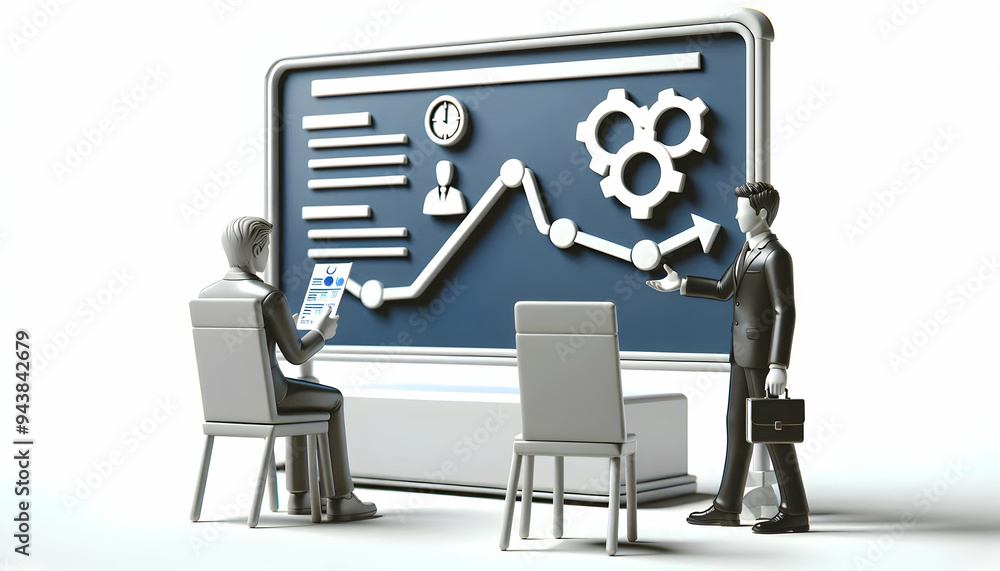 Aufkleber 3d project manager candidly presenting a timeline to a client concept as a candid shot of a project 