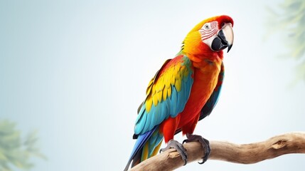 A Vibrant Scarlet Macaw Perched on a Branch